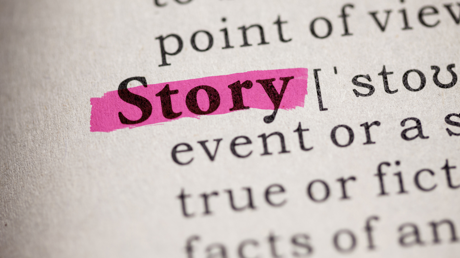 The word "story" highlighted in the dictionary.