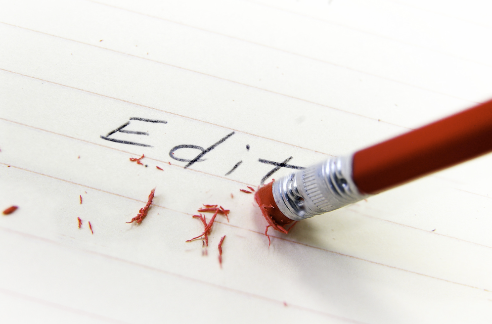The word "edit" being erased.